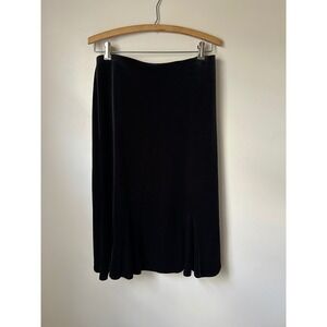 VTG Linda Leal Black Velvet Skirt Side Slit Midi  Whimisgoth Glam Holiday  M